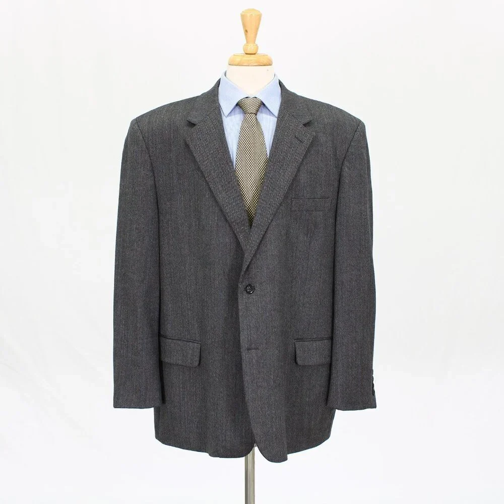 Joseph & Feiss 48R Gray Check 2-Button Sport Coat Blazer Jacket O202